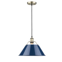  3306-L AB-NVY - Orwell 14" Wide Large Pendant in Aged Brass with Matte Navy